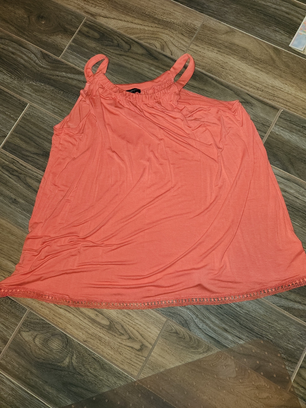 Lane Bryant Coral Sleeveless Tank with Crochet Hem